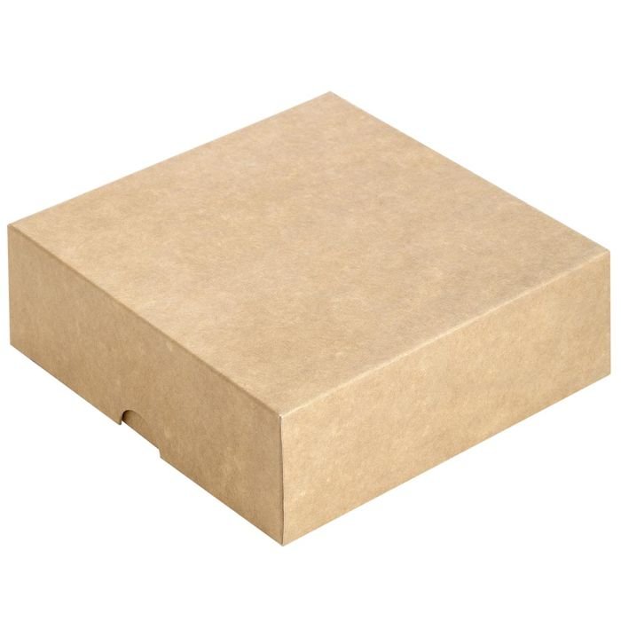 Dovanų dėžutė 150x150x55 mm, ruda/balta