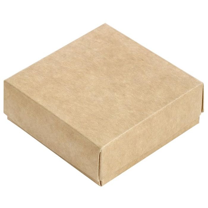 Dovanų dėžutė 85x85x30mm, ruda/balta