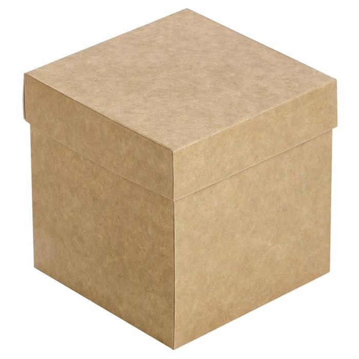 Dovanų dėžutė puodeliui 100x100x100mm, ruda/balta