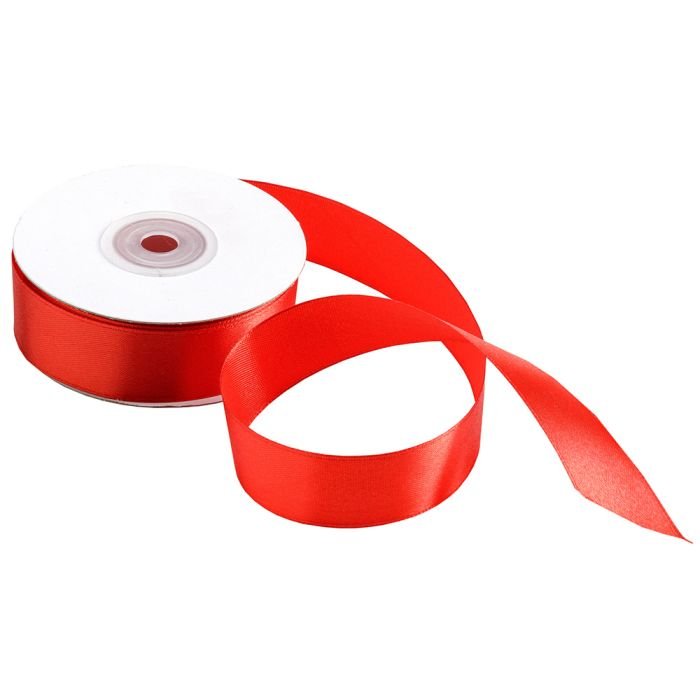 Satininė juostelė plati 25 mm x 25 m, raudona